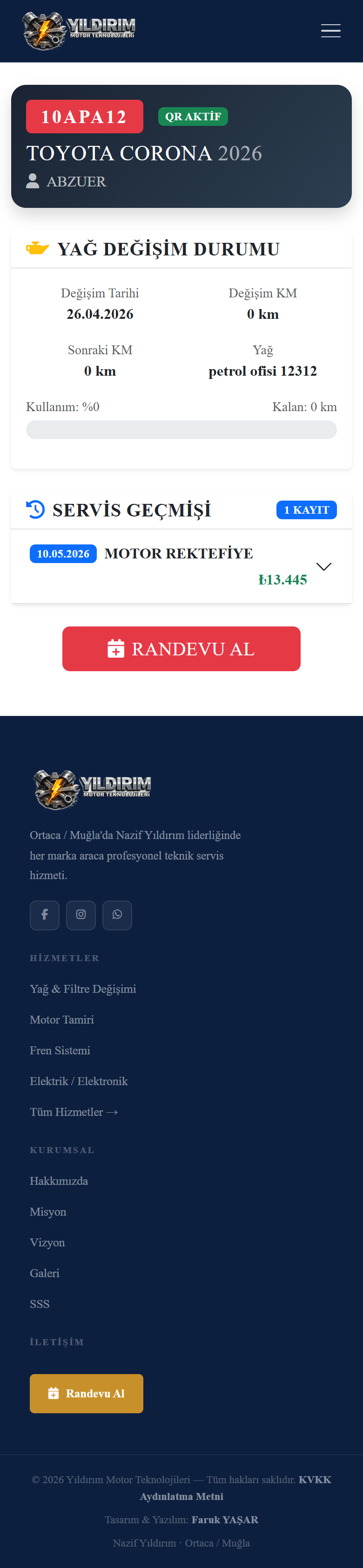 KareKaput müşteri portalı ekranı